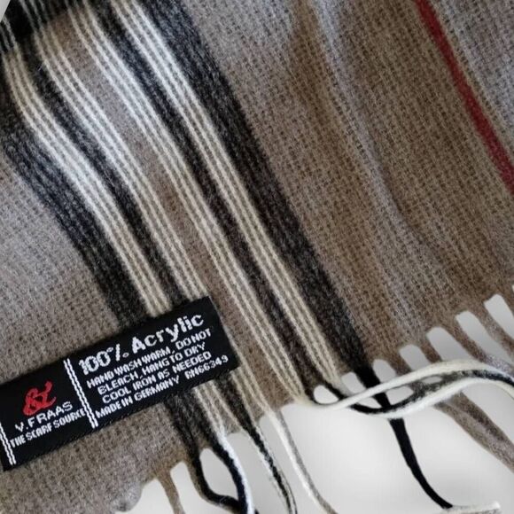 V Fraas Scarf Tan Black Earthy 11x48 Soft - Picture 4 of 9